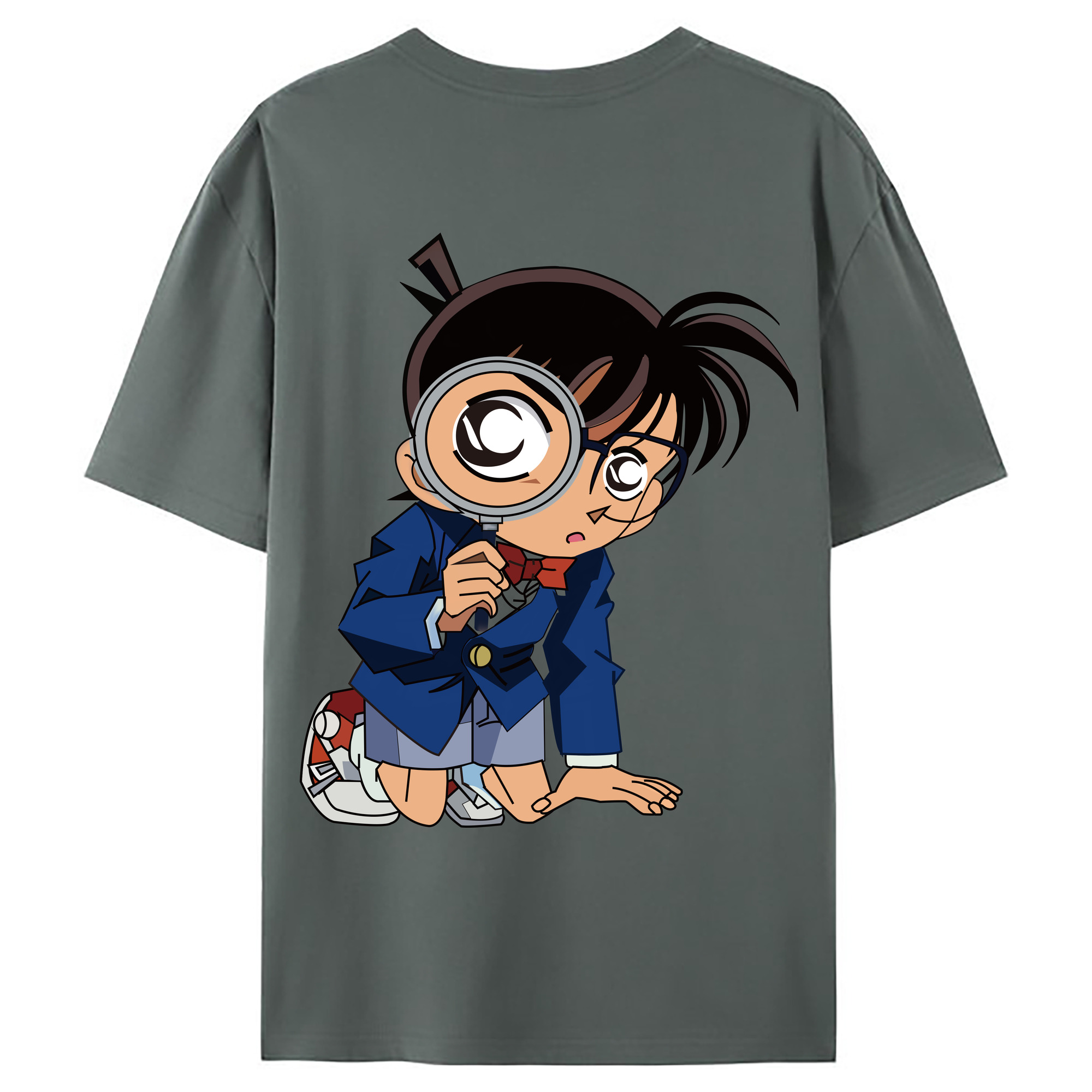 （画像用） 名探偵コナン 江戸川 コナン Detective Conan Conan Edogawa 綿100％ メンズ半袖Tシャツ（バックプリント） 通気性